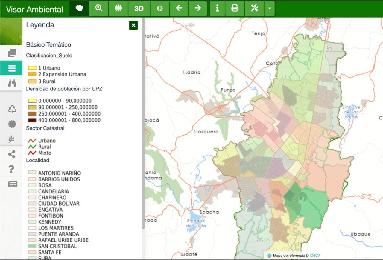 Información sobre el uso del suelo en Bogotá puede ser consultada en el Visor Geográfico Ambiental