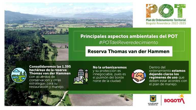 Pieza gráfica sobre los aspectos ambientales del POT frente a la reserva Thomas Van der Hammen