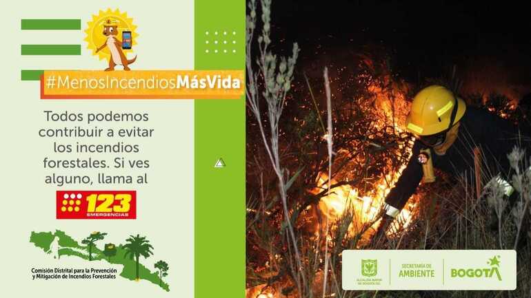 Secretaría de Ambiente hace un llamado para prevenir y reportar incendios forestales en Bogotá