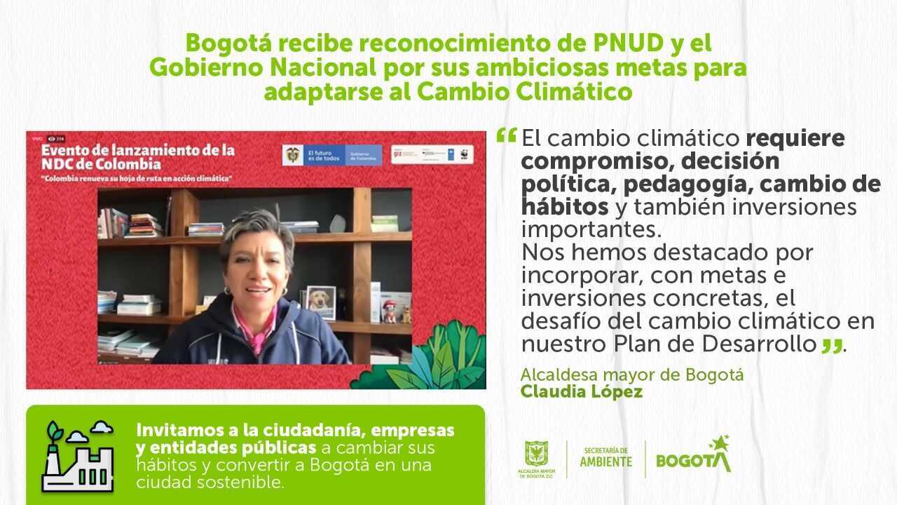Bogotá, reconocida por PNUD y MinAmbiente por sus ambiciosas metas para adaptarse al cambio climático