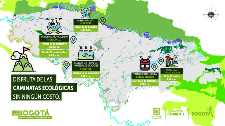 Caminatas ecológicas  para diciembre en Bogotá