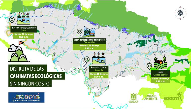 Caminata ecológica en Bogotá: programación en mayo