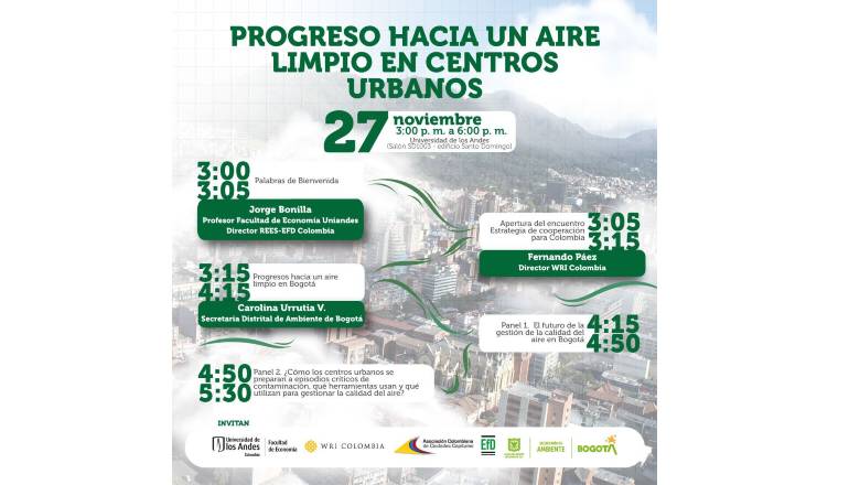 El lunes 27 de noviembre se realizará el evento Progreso hacía un aire limpio en centros urbanos