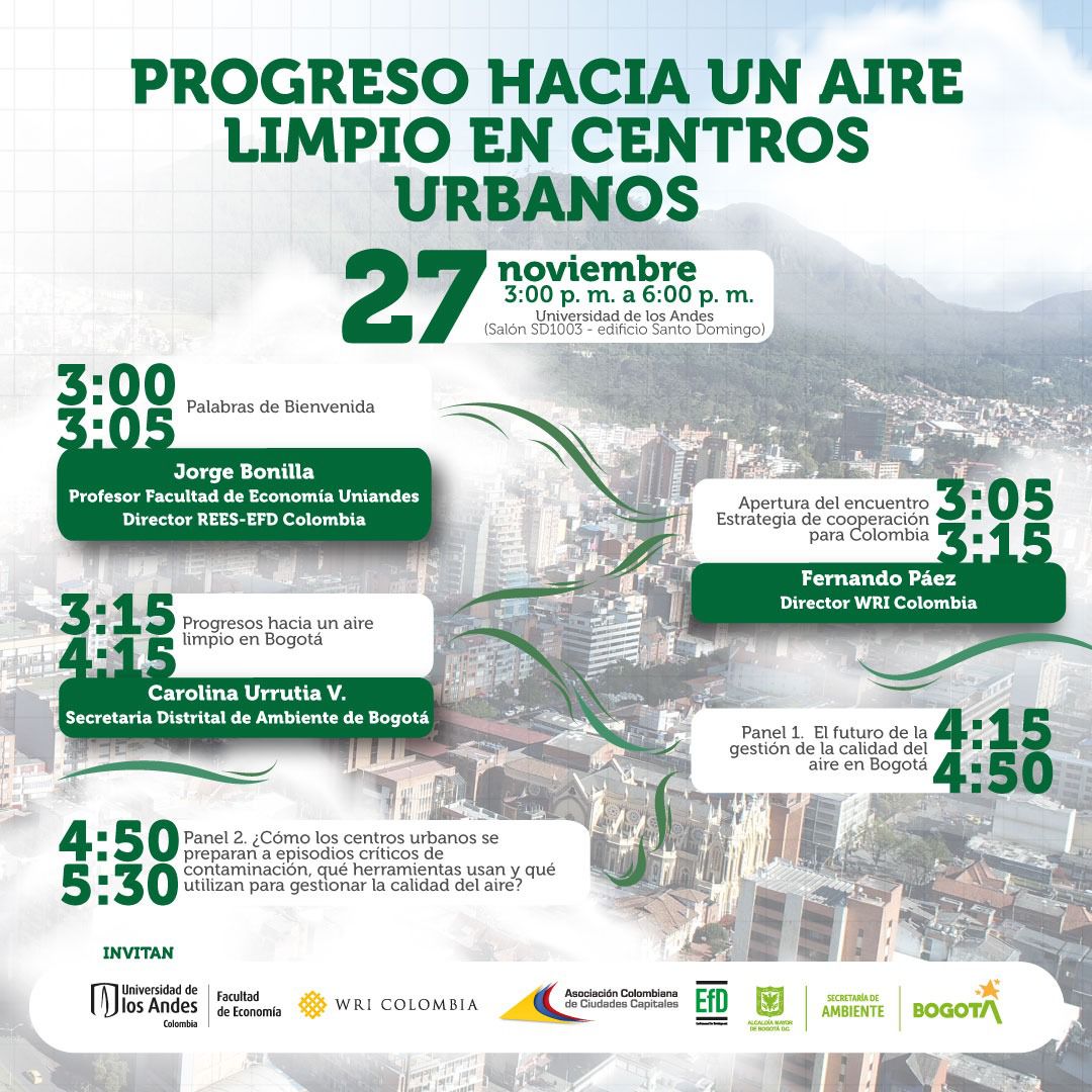 Programación del evento "Progreso hacia un aire limpio en centros urbanos"