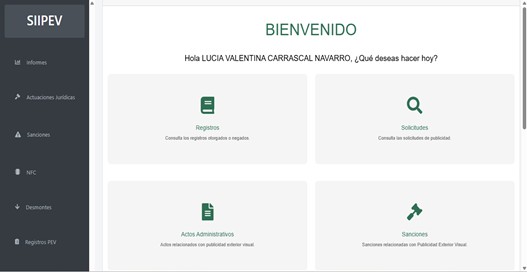 Inicio de sesión en el SIIPEV