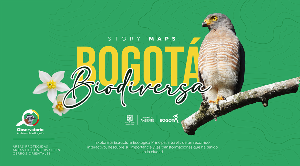 Vista de los StoryMaps Bogotá Biodiversa del Observatorio Ambiental de Bogotá